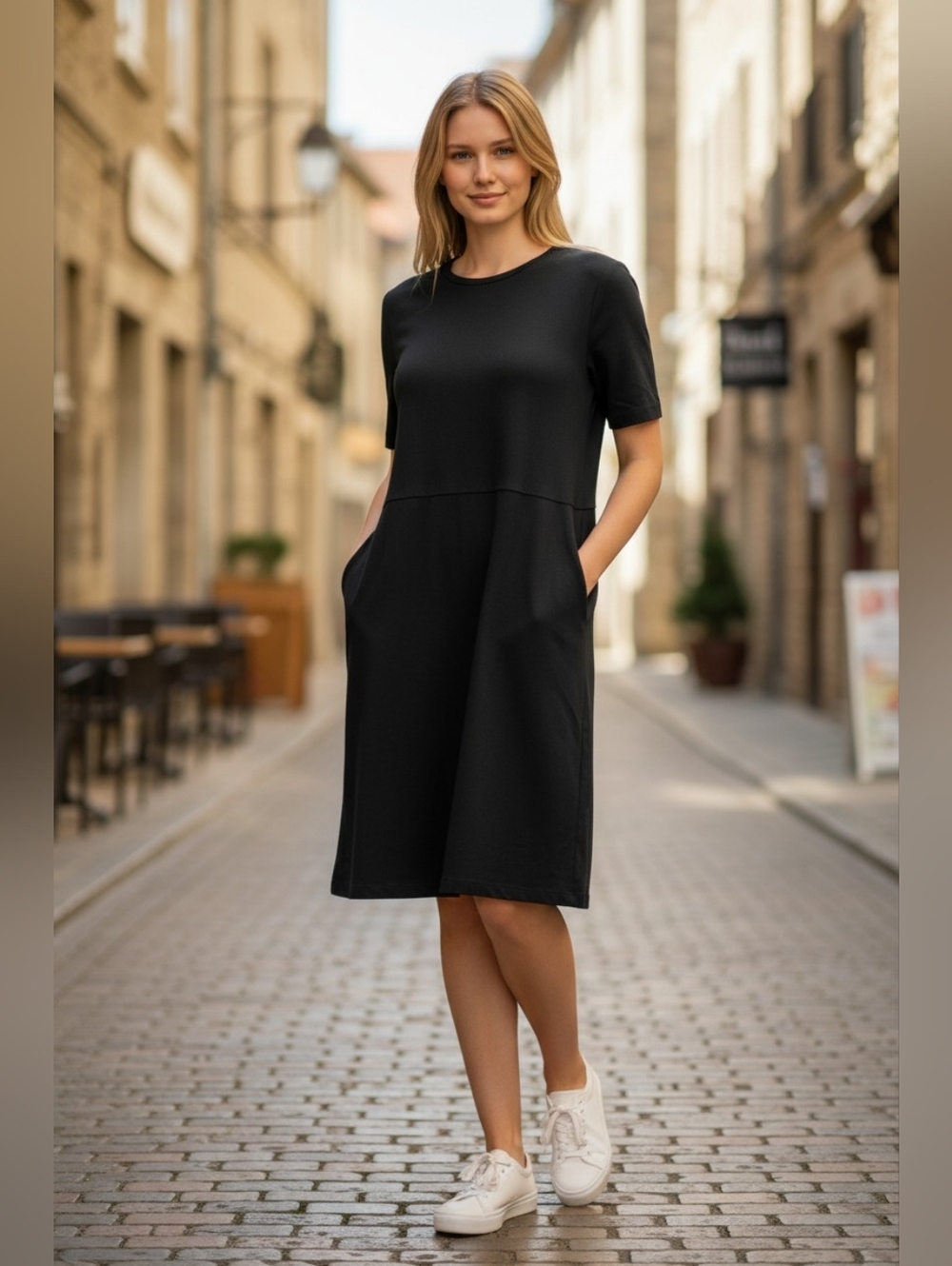 🥳2/$35🥳 Zara black Knee-length T-shirt dress